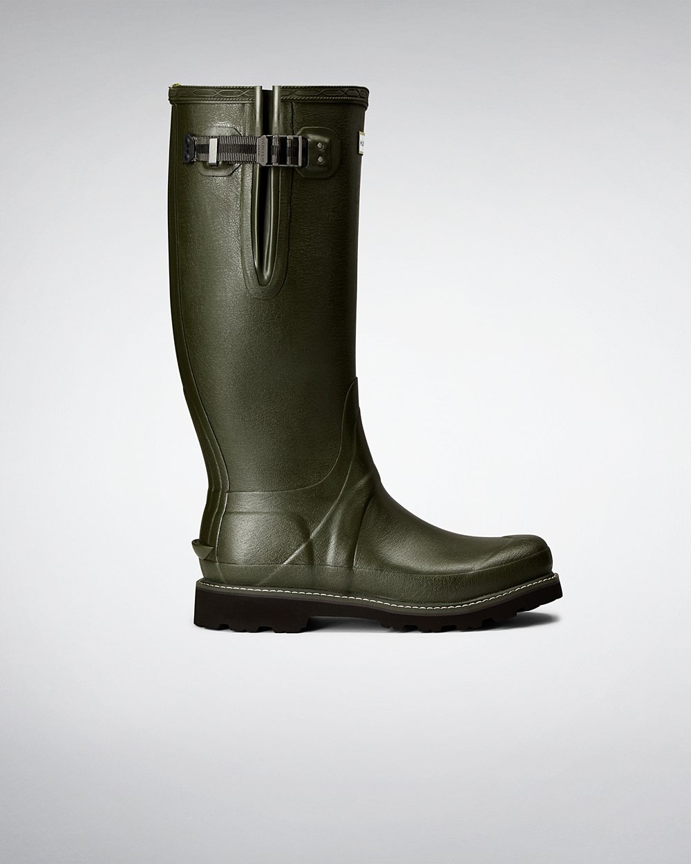 Mens Hunter Tall Rain Boots Dark Olive - Balmoral Side Adjustable - 2690751-OX